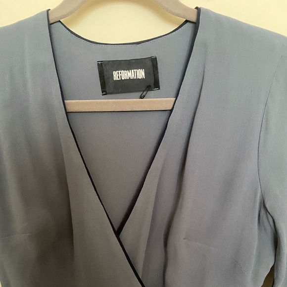NWOT Blue Wrap Dress - Reformation Bamboo Dress - Picture 8 of 11